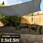 2.5x2.5m Shade Sail 280GSM Outdoor Sun Canopy Grey Square