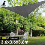 280GSM Outdoor Sun Shade Sail Canopy Grey Triangle 3.6m x 3.6m x 3.6m