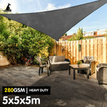 Outdoor Sun Shade Sail Canopy 280GSM Grey 5x5x5m Patio Cover