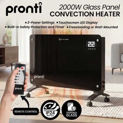 Glass Panel Convection Heater Remote LED | HomeAndLiving