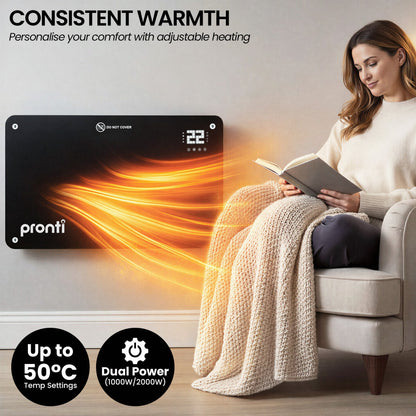 Glass Panel Convection Heater Remote LED | HomeAndLiving
