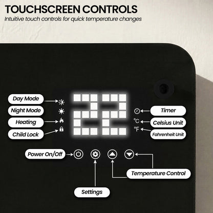 Glass Panel Convection Heater Remote LED | HomeAndLiving