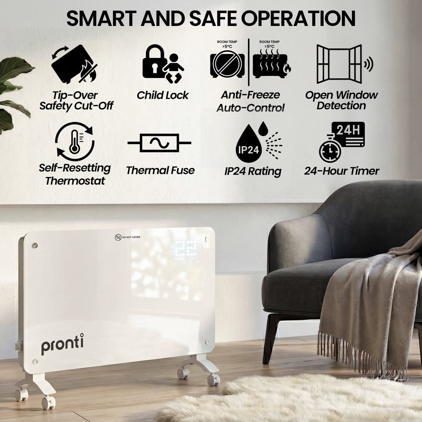 Glass Panel Convection Heater Remote LED | HomeAndLiving