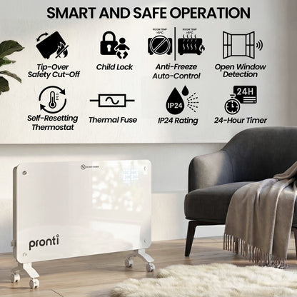 Glass Panel Convection Heater Remote LED | HomeAndLiving