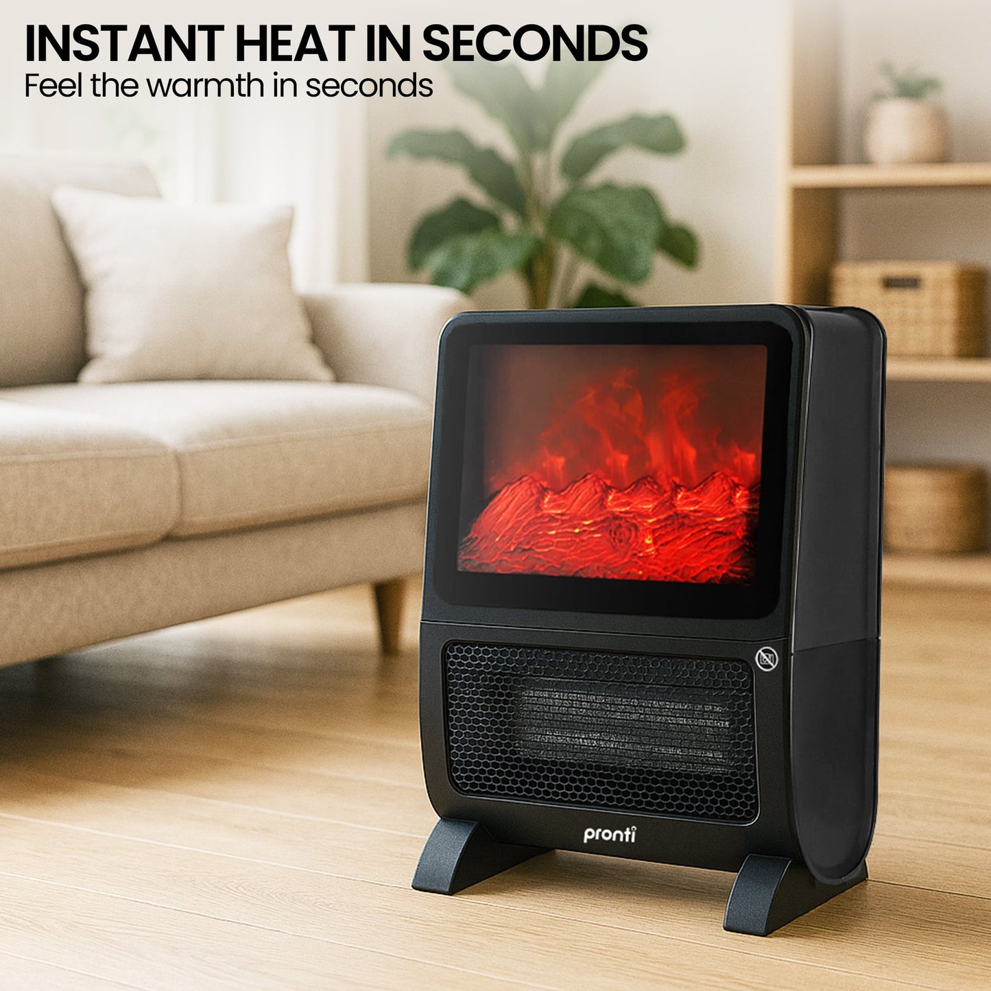 Pronti 2000W 3D Fire PTC Electric Portable Room Heater Space Warmer