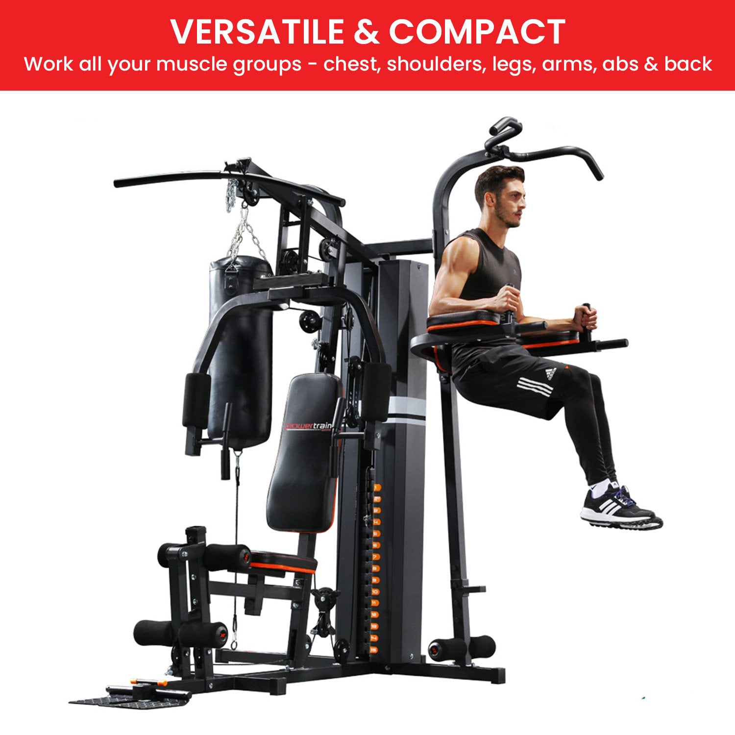 Multi Station Home Gym 150lbs Weights Punching Bag