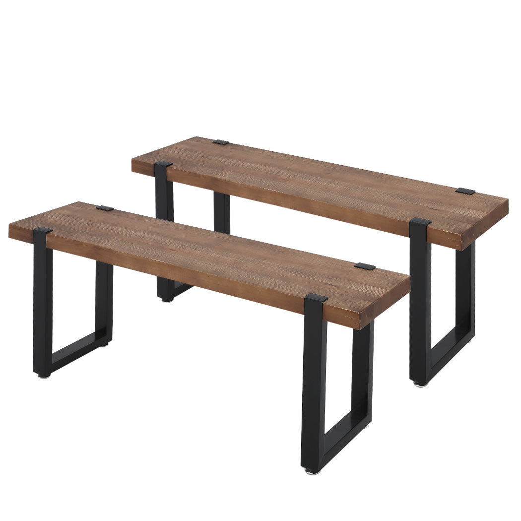 Minimalist 2x Dining Bench Chairs Wooden 115cm  Easy Assembly