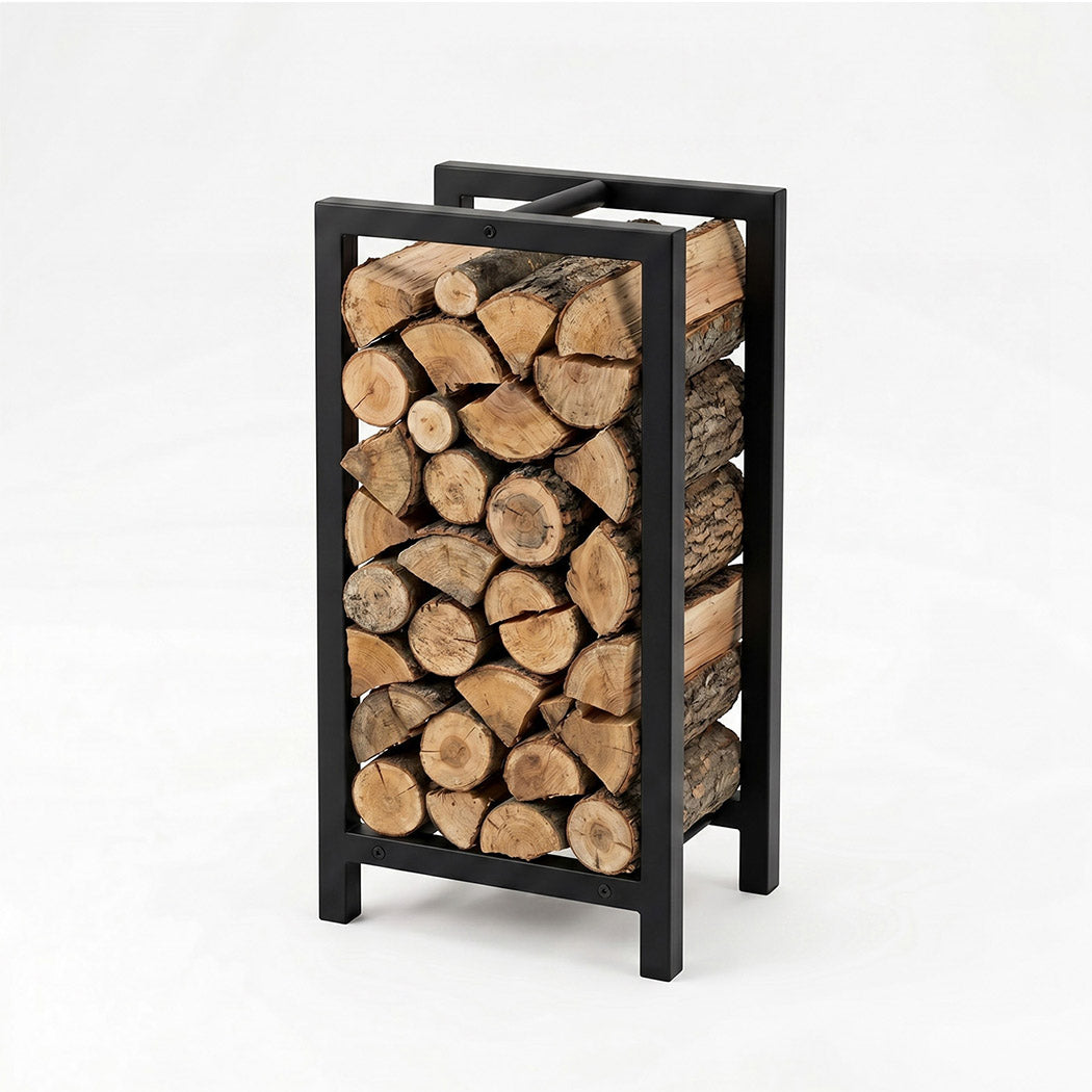 Levede Firewood Rack Metal Outdoor Storage Log Holder Fireplace 30 x 22 x 59cm