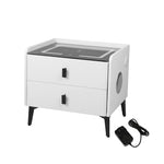 Elegant Bedside Table LED Lights Drawers Storage  Foldable Function