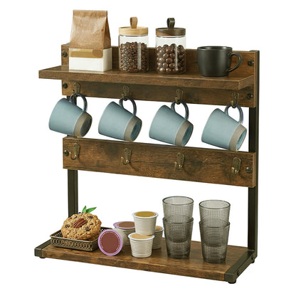 Levede Mug Holder Stand Industrial 2 Tier Countertop Mug Tree Organizer 8 Hooks