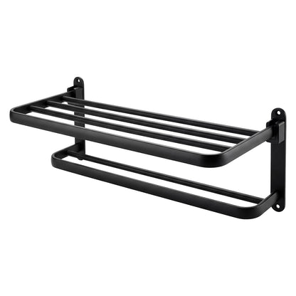 Double Bar Towel Rack Wall Mounted Black | HomeAndLiving - 2