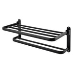 Double Bar Towel Rack Wall Mounted Black | HomeAndLiving