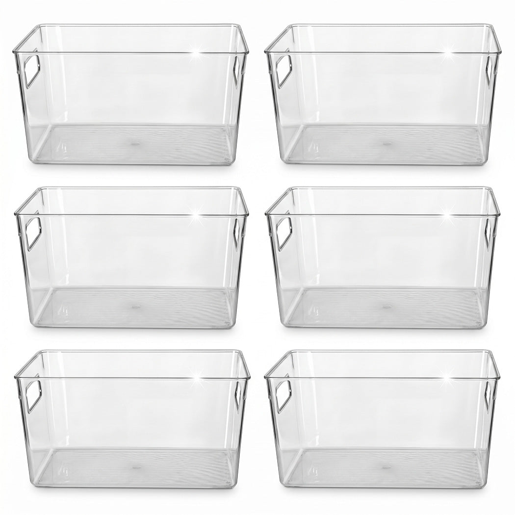 Toque Clear Plastic Storage Bins 6PCS Pantry Fridge Organizer Boxes Handles