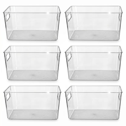Toque Clear Plastic Storage Bins 6PCS Pantry Fridge Organizer Boxes Handles
