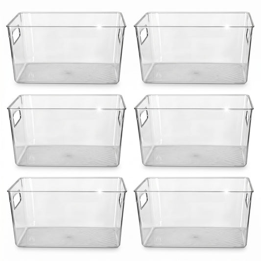 Toque Clear Plastic Storage Bins 6PCS Pantry Fridge Organizer Boxes Handles
