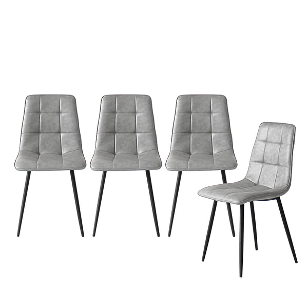  Ergonomic 4x Dining Chairs Kitchen Chair Grey Faux Leather  Easy