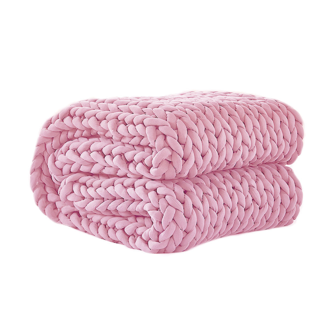 Knitted Weighted Blanket Chunky Pink Double 7KG