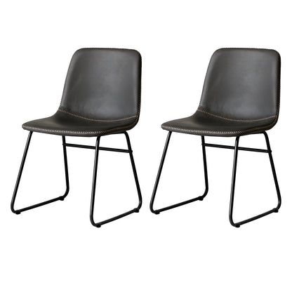 Dining Chairs Black Faux Leather 44x55x81cm