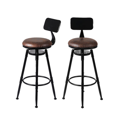 Premium 2x Bar Stool Kitchen Wooden PU  Adjustable Height Classic