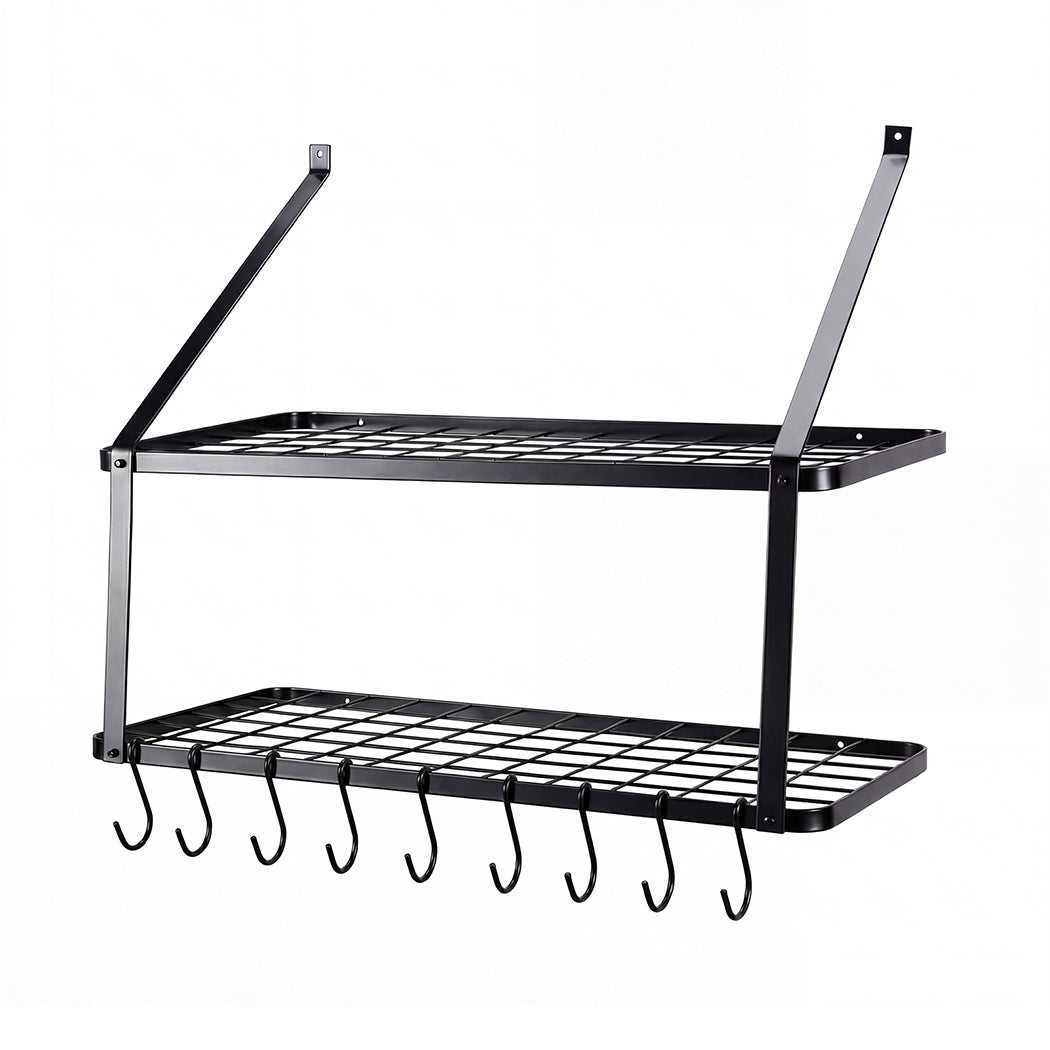 Wall Mounted Pot Pan Rack 10 Hooks | HomeAndLiving - 2