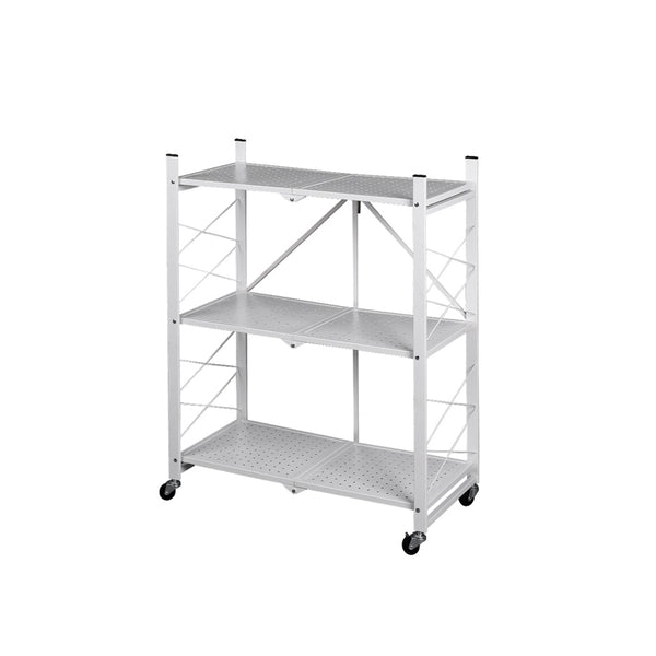  Foldable Storage Shelf Display White 3 Tiers
