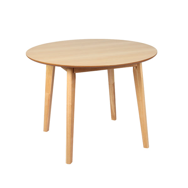  Ergonomic Dining Table Round Rubberwood Base 100cm Natural 100 CM