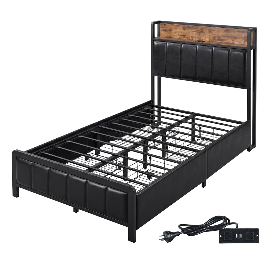 Single Bed Frame Storage Drawer 208x95x101cm
