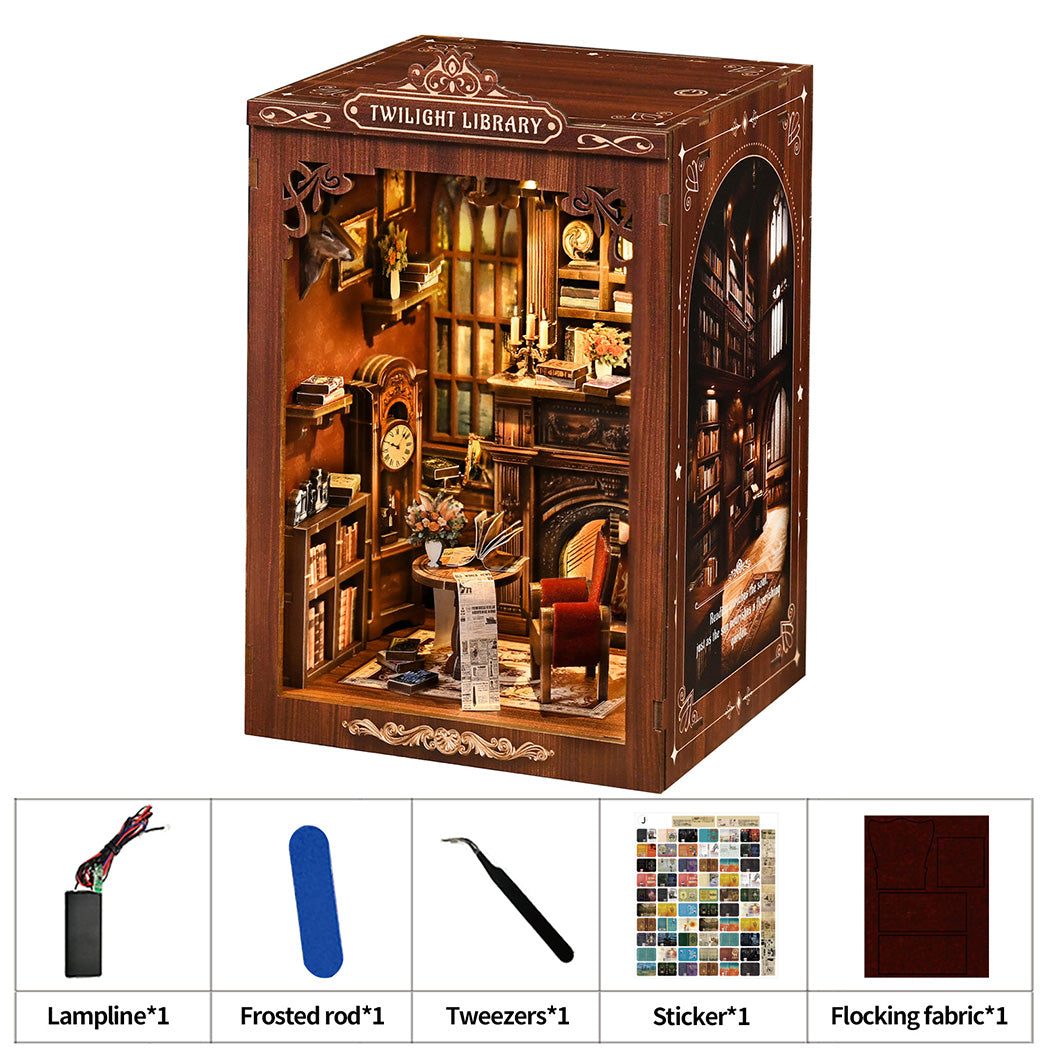 Miniature Book Nook Kit Walnut 12x11x19cm