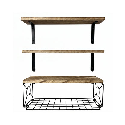 Floating Wall Shelves 3-Piece Paulownia Set | HomeAndLiving - 2