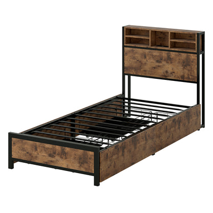 Brown bed frame 208x91x100cm, side view