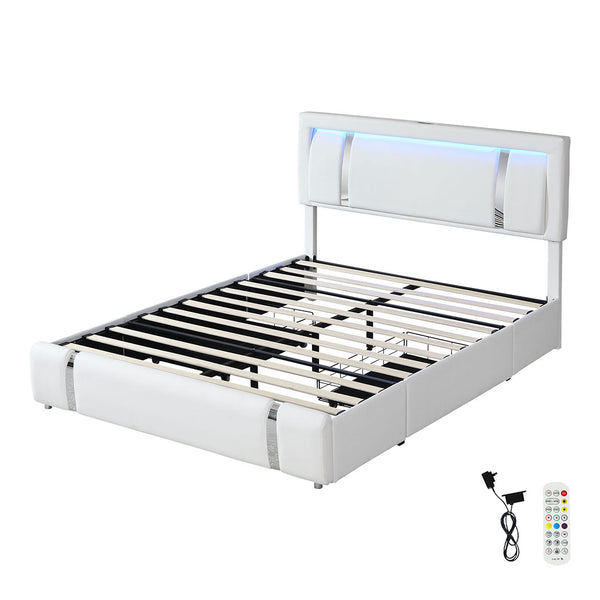  Minimalist Double Bed Frame With Adjustable Headboard White