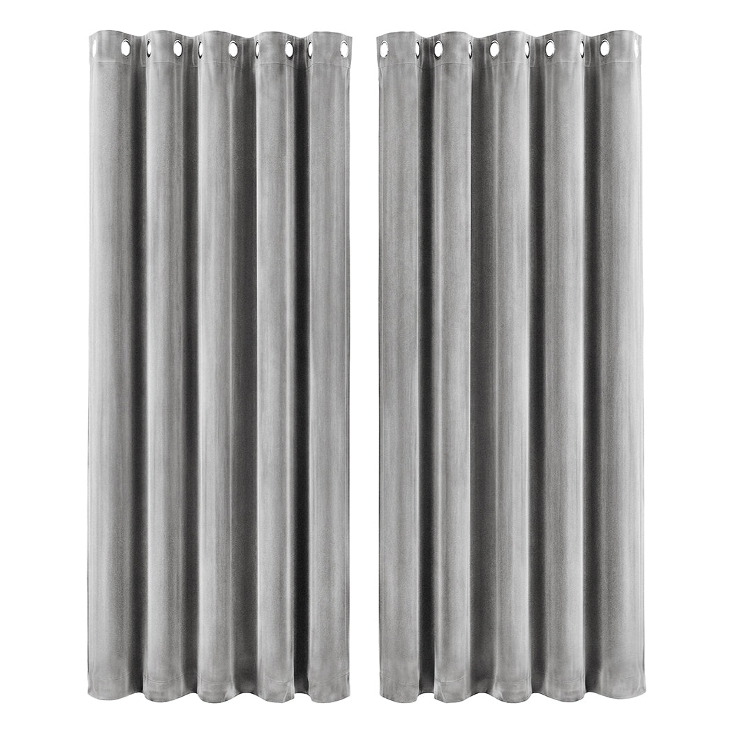 Marlow Blackout Curtains 2-Panel Velvet Room Darkening Eyelet Curtains 132x213cm