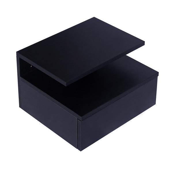  Functional 2x Bedside Tables Side Table Black  Wood Finish Classic