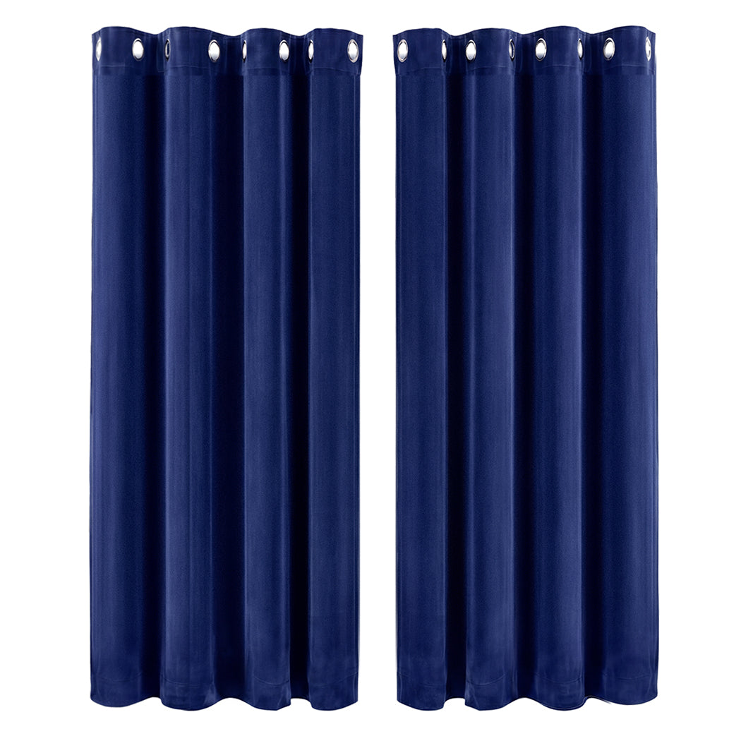 Marlow Velvet Blackout Curtains 2-Panel Room Darkening Eyelet Curtains 132x160cm