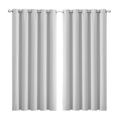 2x Blockout  Grey Curtains Panels 3 Layers