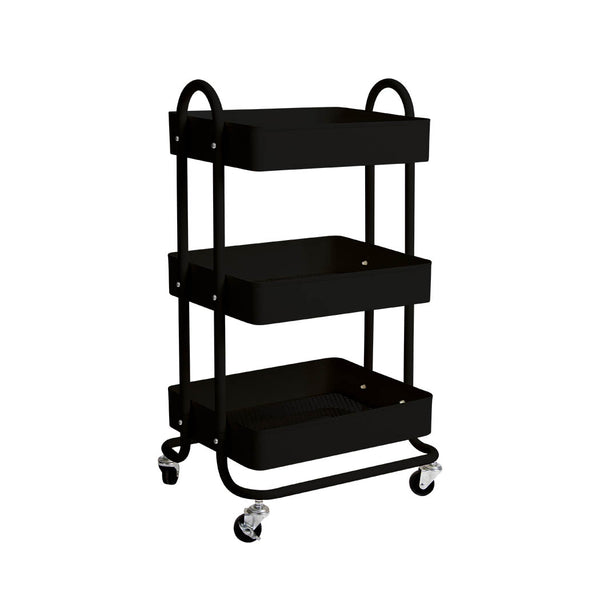  3 Tiers Kitchen Trolley Cart Black