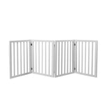 Wooden Pet Gate Dog Fence Foldable Barrier Door 4 Panel White/Grey