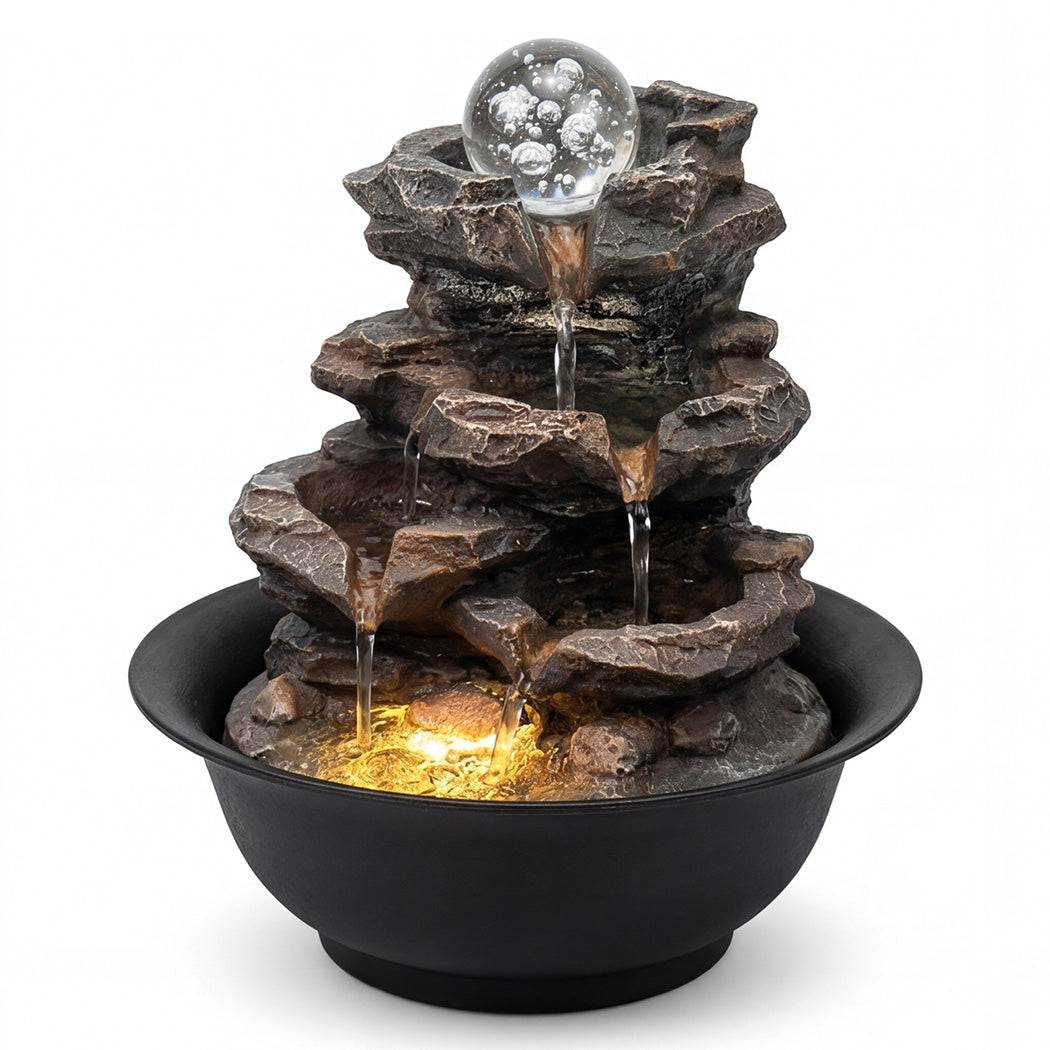 Indoor Water Fountain Brown Tabletop 21x21x24cm