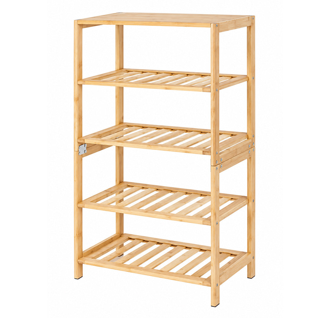 Bamboo Shoe Rack 5 Tier Storage 45x28x80cm