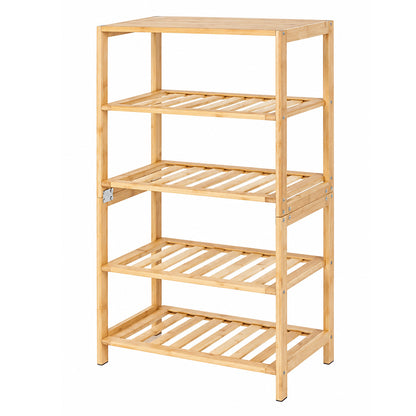 Bamboo Shoe Rack 5 Tier Storage 45x28x80cm