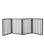 Wooden Pet Gate Dog Fence Foldable Barrier Door 4 Panel White/Grey