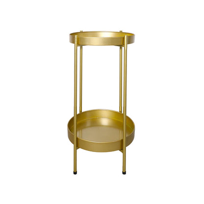 2 Tier Plant Stand Metal Flower Gold Medium