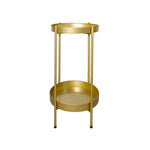2 Tier Plant Stand Metal Flower Gold Medium