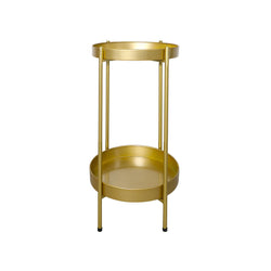 2 Tier Plant Stand Metal Flower Gold Medium