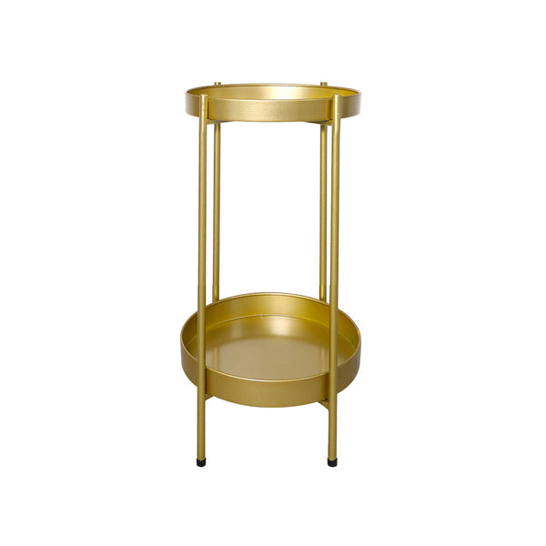  2 Tier Plant Stand Metal Flower Gold Medium