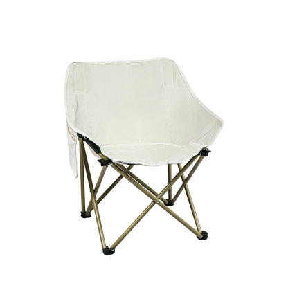 Modern Folding Camping Moon Chair Lightweight Beige  Foldable