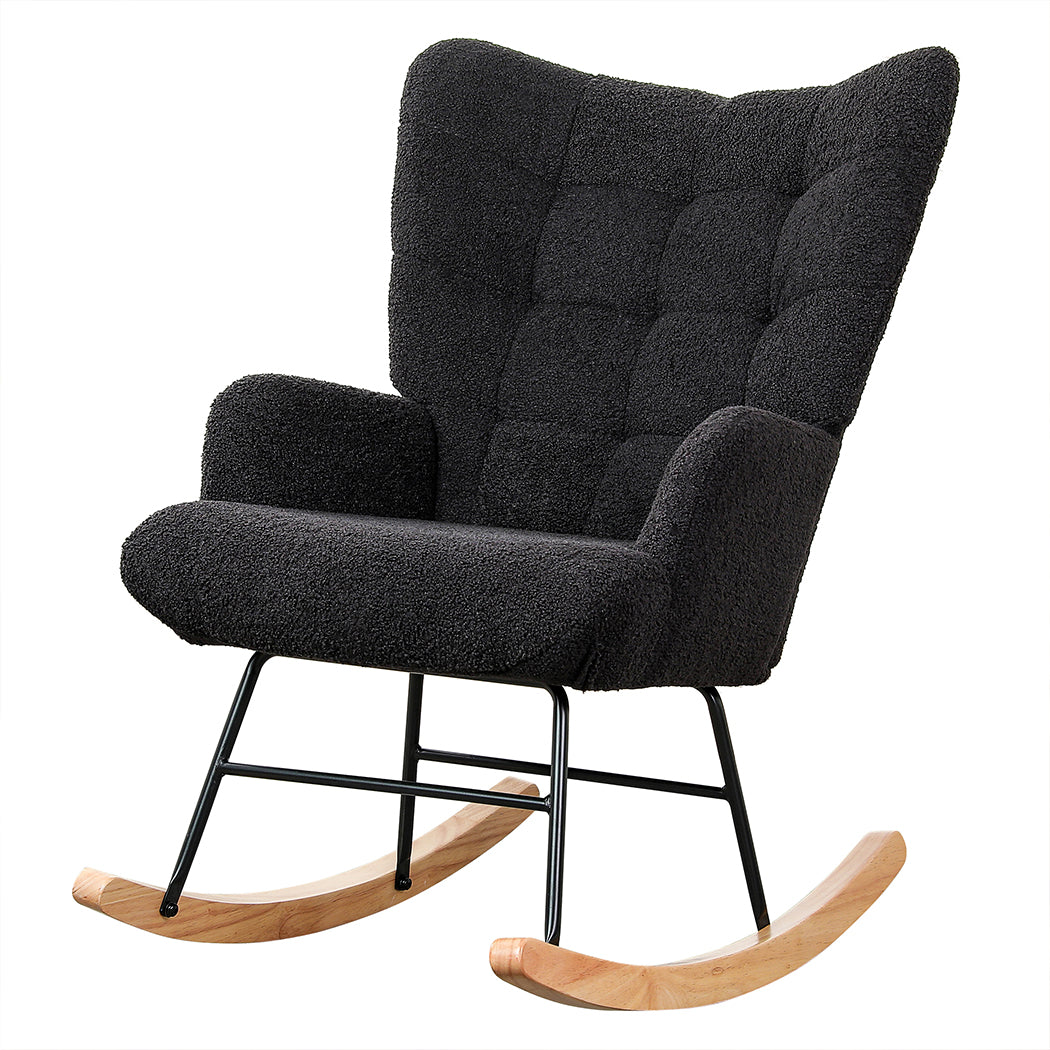 Grey Rocking Chair Fleece 67x86x95cm