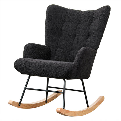 Grey Rocking Chair Fleece 67x86x95cm