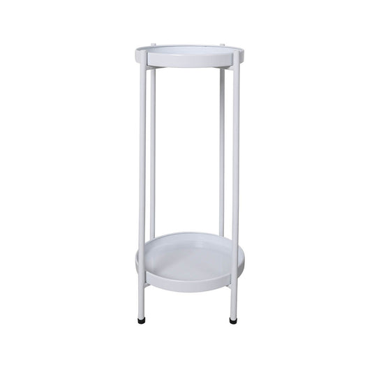 2 Tiers Plant Stand Outdoor Indoor White Large
