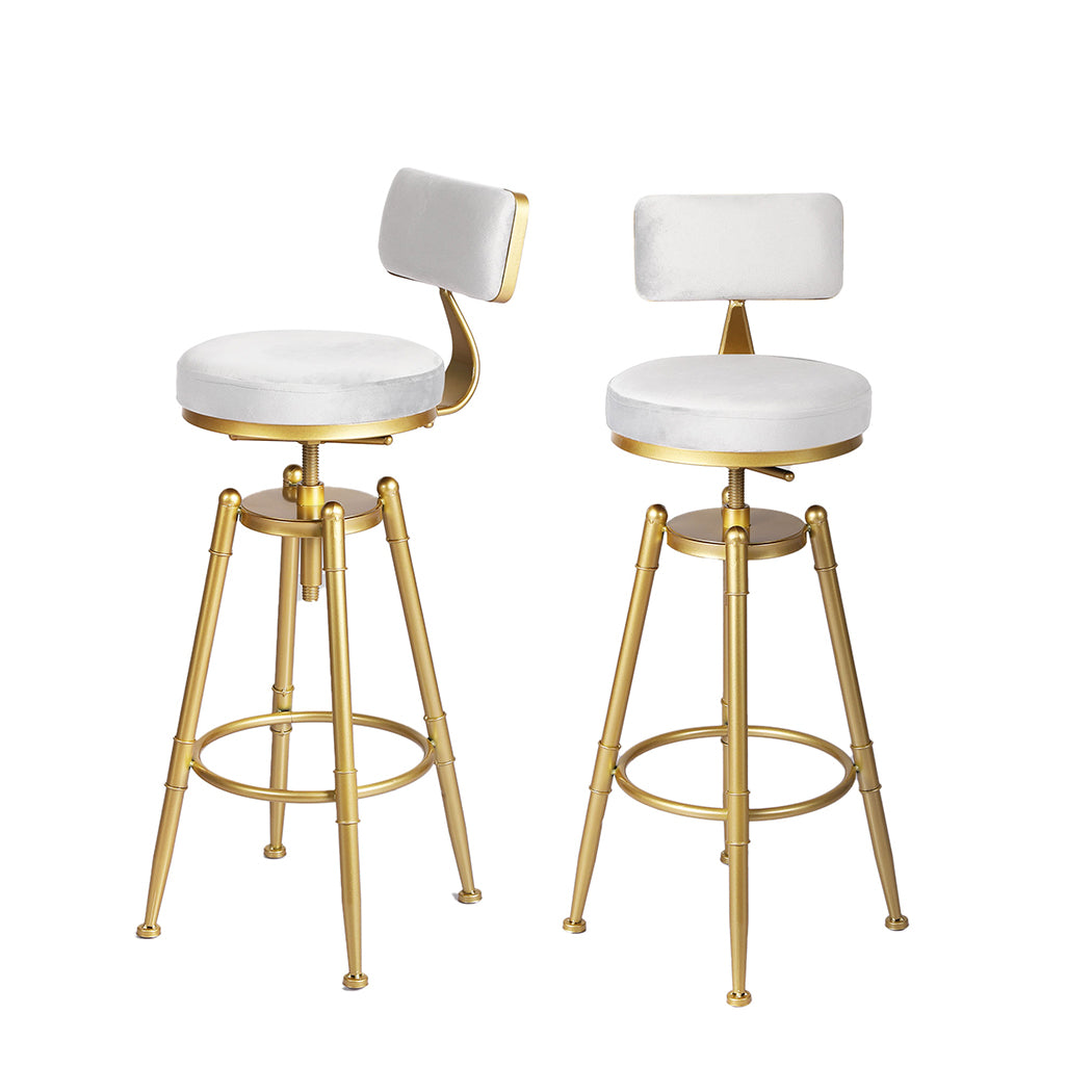 White Velvet Bar Stool Chair 33x33x70cm